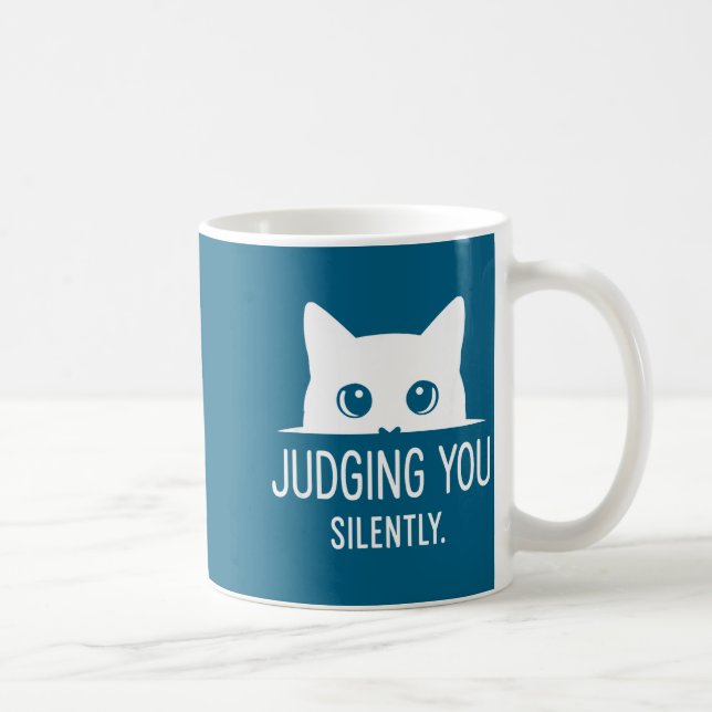 Taza De Café Judging You Silently - Funny Cat  (Derecha)