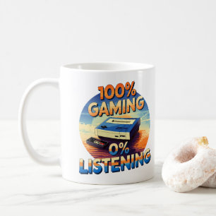 Taza De Café Juego 0% Escuchando Divertido Jugador Estilo Retro