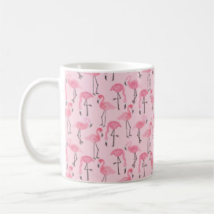 Taza De Café Juego de flamingo rosa, patrón de verano tropical 