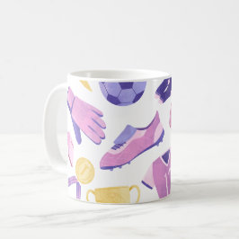 Taza De Café Juego de fútbol de púrpura rosa