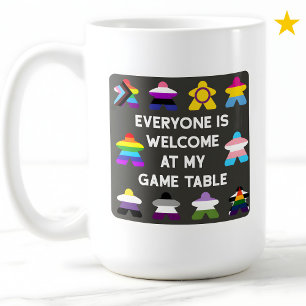 Taza De Café Juego de mesa inclusivo Meeples Bandera del Orgull