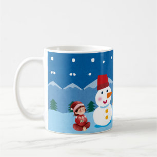 Taza De Café Juego de nieve bajo la luz de la luna