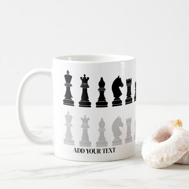 Taza De Café Juego de piezas de ajedrez moderno personalizado (Con donut)
