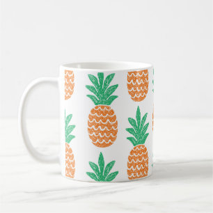 Taza De Café Juego de piña: Delight de patrón divertido.