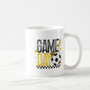 Taza De Café Juego Día Retro Temporada de Fútbol Negro &amp; Ye