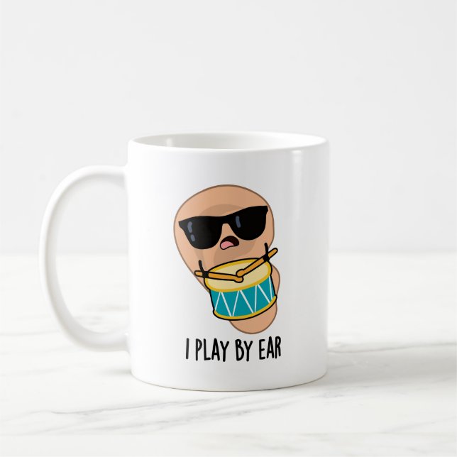 Taza De Café Juego Por Ear Funny Drummer Pun (Izquierda)