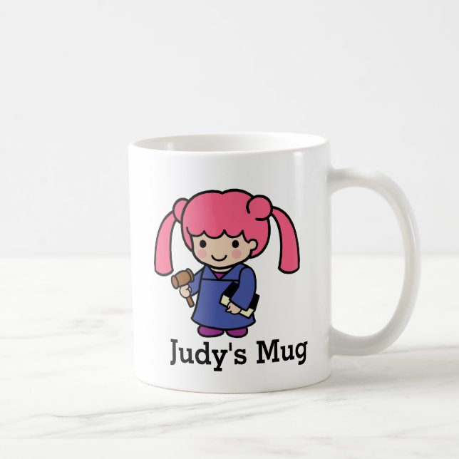 Taza De Café Juez Chica con libro y martillo (Derecha)