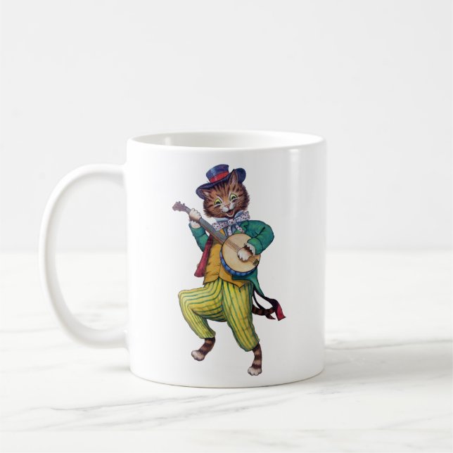 Taza De Café Jugador Banjo (guitarra) Gato, Louis Wain (Izquierda)