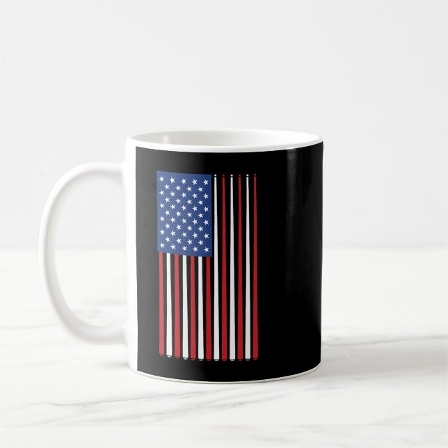 Taza De Café Jugador Billiards USA Bandera Americana Billar Cue (Izquierda)