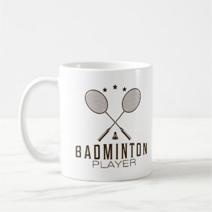 Taza De Café Jugador de bádminton con raquetas Minimalista