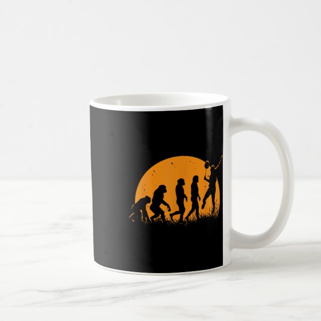 Taza De Café Jugador de bádminton Evolution _ Raqueta Volante  (Derecha)