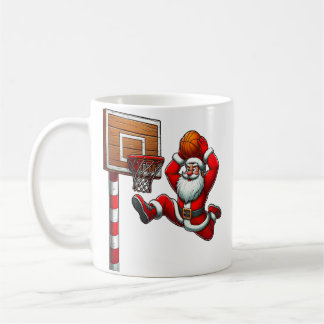 Taza De Café Jugador de Baloncesto Santa Claus Navidad Xmas