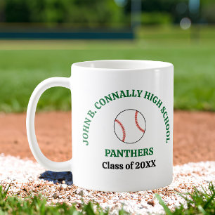 Taza De Café Jugador de béisbol de la escuela secundaria verde