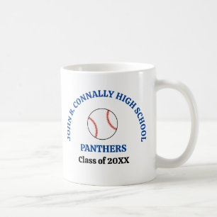 Taza De Café Jugador de béisbol de secundaria personalizado azu