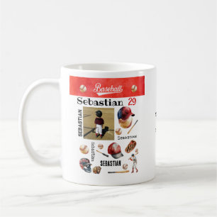 Taza De Café Jugador de béisbol Softbol FOTO & Nombre PERSONALI
