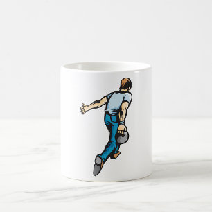 Taza De Café Jugador de Bolos Retro Lanzando Bola