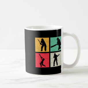 Taza De Café Jugador de críquet Silueta retro de críquet Críque