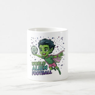 Taza De Café Jugador de Fútbol Alienígena Diseño de Niño de Fút