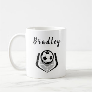 Taza De Café Jugador de fútbol blanco negro angustiado personal