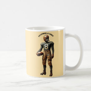 Taza De Café Jugador de fútbol de época con casco de cuero URM