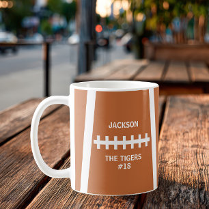 Taza De Café Jugador de Fútbol Pelota Genial Equipo y Número Pe