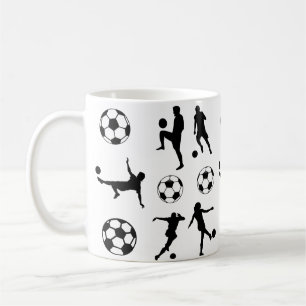 Taza De Café Jugador de fútbol Silhouette Soccer Ball 