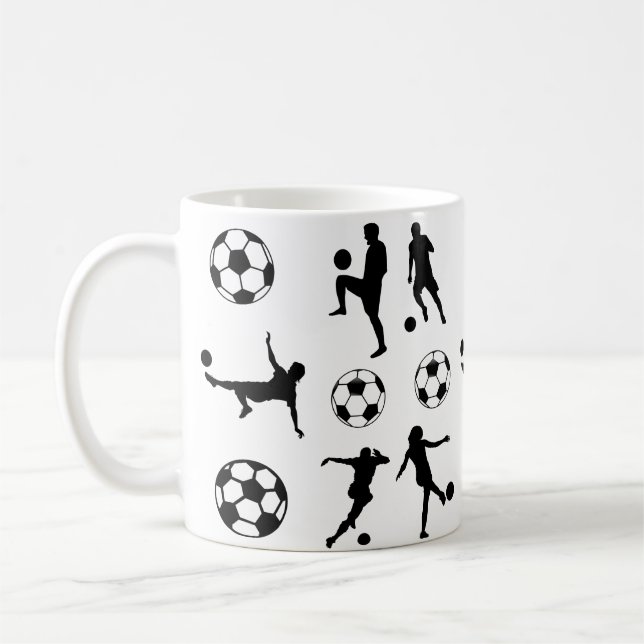 Taza De Café Jugador de fútbol Silhouette Soccer Ball  (Izquierda)
