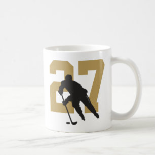 Taza De Café Jugador de hockey personal número dorado