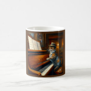 Taza De Café Jugador de piano de gato