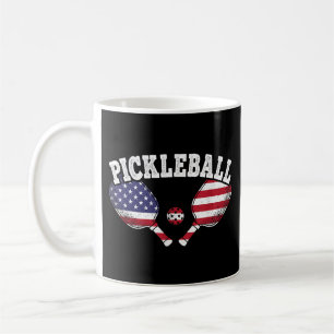 Taza De Café Jugador de Pickleball de la Bandera de EE. UU. Amo