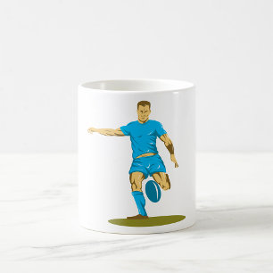 Taza De Café Jugador de Rugby Pateando Balón Deportes Atléticos