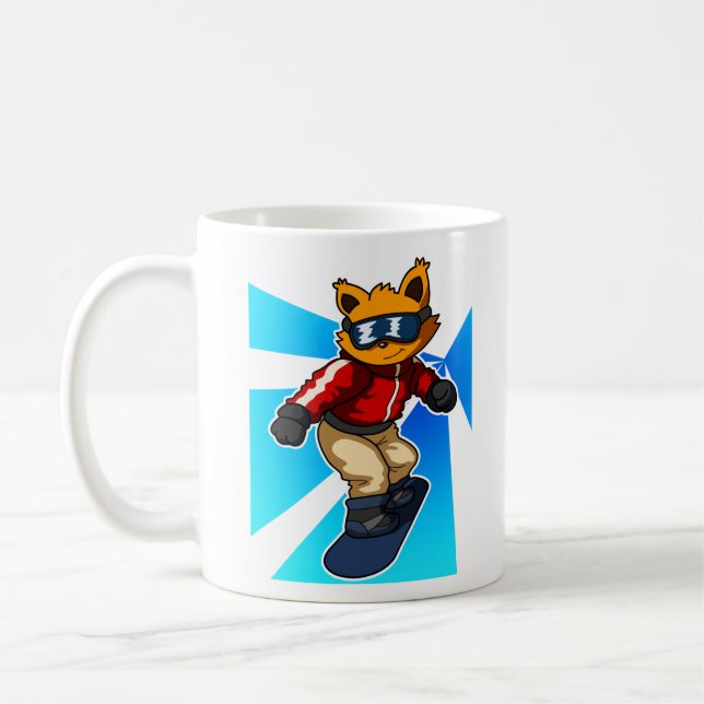 Taza De Café Jugador de snowboarder de un gato divertido (Izquierda)