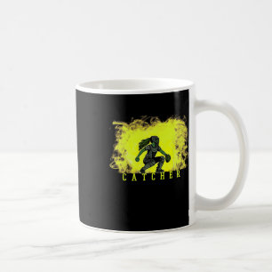 Taza De Café Jugador de Softll Catcher con fondo de humo amaril