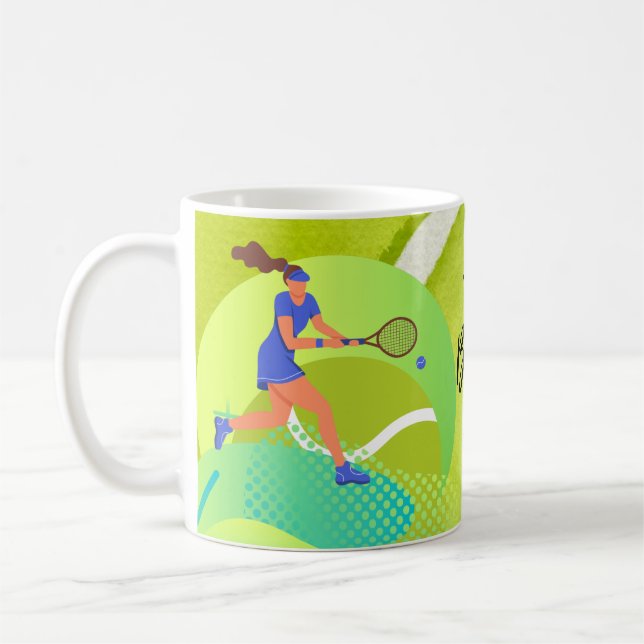 Taza De Café Jugador de tenis con raqueta y bola Cumpleaños (Izquierda)
