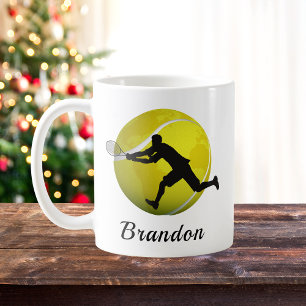 Taza De Café Jugador De Tenis Nombre Personalizado Café Mug