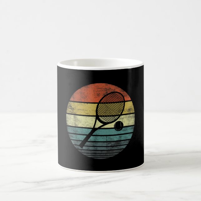 Taza De Café Jugador de tenis Retro Sunset Racquet & Ball (Centro)