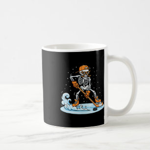 Taza De Café Jugador divertido de hockey sobre hielo con esquel