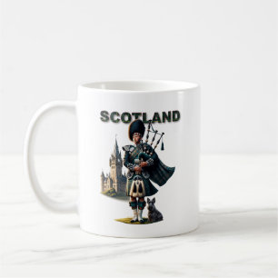 Taza De Café Jugador escocés de pipa con Terrier escocés