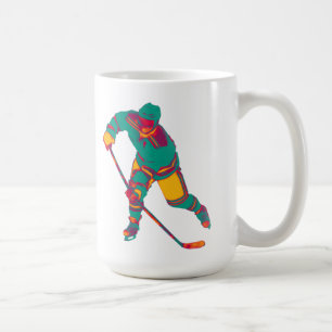 Taza De Café Jugador verde azulado de hockey sobre hielo, peluc