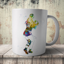 Taza De Café Jugadora de fútbol americano con banderas femenina