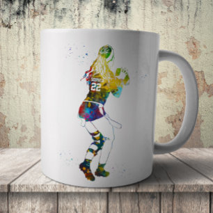 Taza De Café Jugadora de fútbol americano con banderas femenina