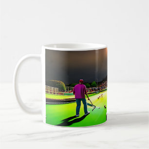 Taza De Café Jugando bolos de césped brillante, tazón de café