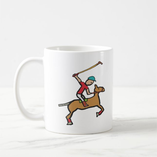 Taza De Café Jugando polo a caballo y jinete (Izquierda)