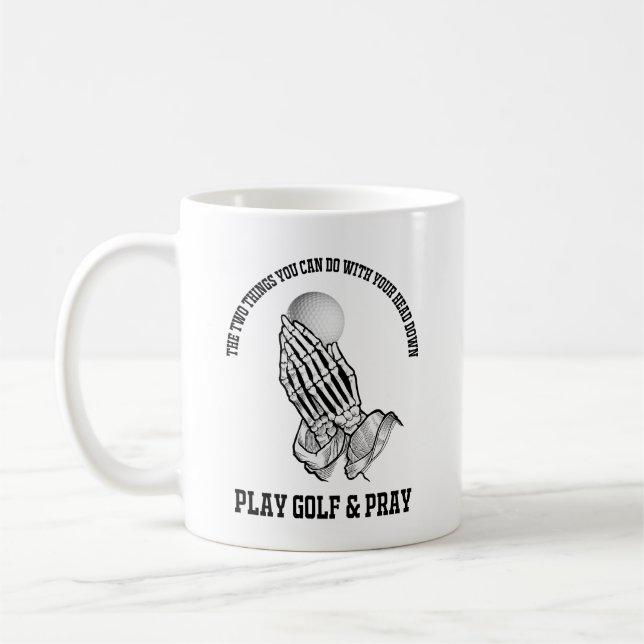 Taza De Café Jugar al golf y a la peluca de rezar (Izquierda)