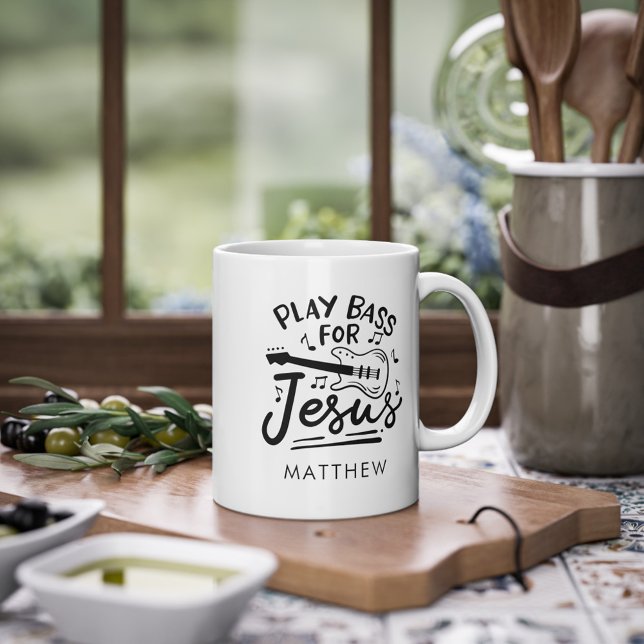 Taza De Café Jugar Guitarra Bass Para Jesús Cristiano Personali (Subido por el creador)