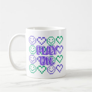 Taza De Café Jugar y elementos pixelados de estilo de juego