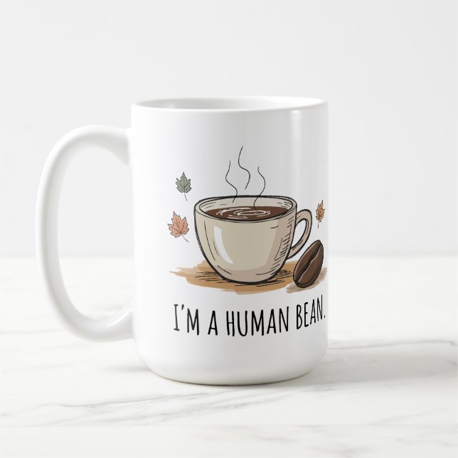 Taza De Café Jugativo soy un Bean Humano - Hojas de Bean y Otoñ (Izquierda)