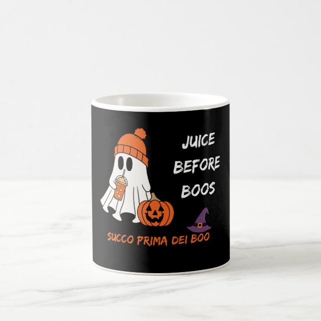 Taza De Café Jugo antes de boos - Fantasma de Halloween y calab (Centro)