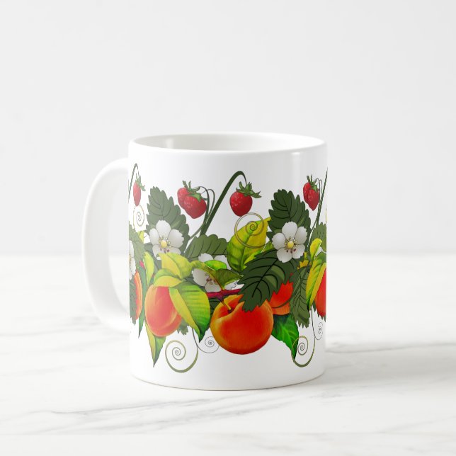 Taza De Café Juicy Peach y Strawberry Food Art (Anverso izquierdo)