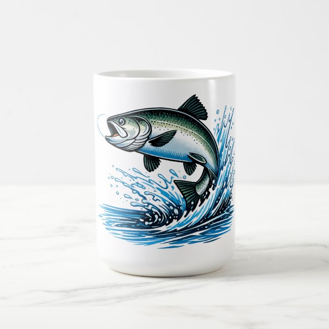Taza De Café Jumping Salmon Splash Gift for Fisherman Art (Centro)